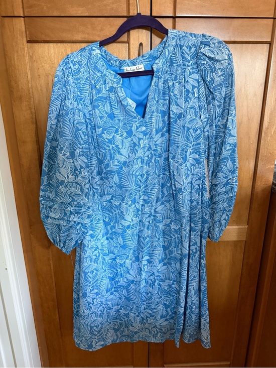 indigo Rose Dresses & Skirts - Blue Leaf-Print Women's Dress by Broadway Rose